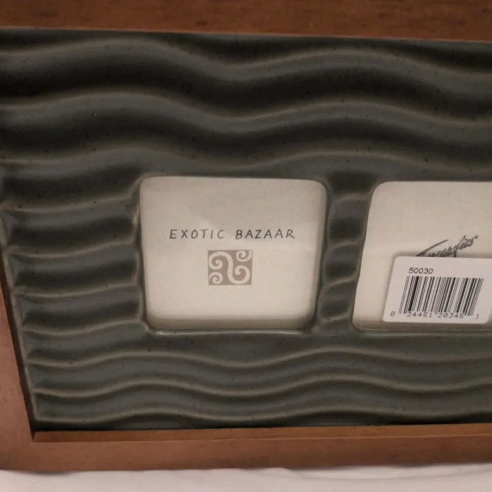 Vintage 1994 Fetco Tonographics Double Photo Frame Exotic Bazaar Wood